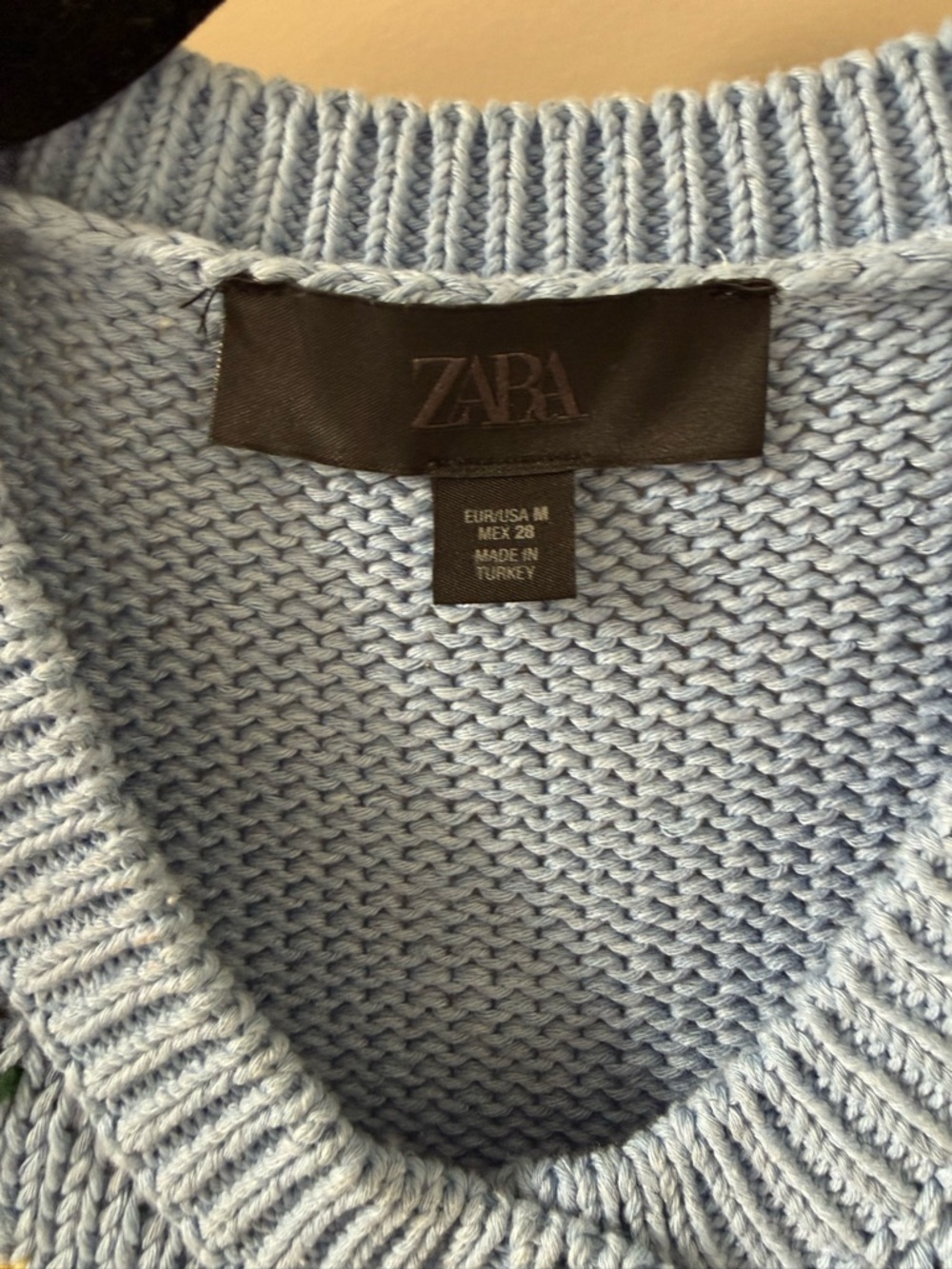 Zara Blue Argyle Knit Button-Up Vest with Yellow & Black Diamonds - Picture 2 of 4